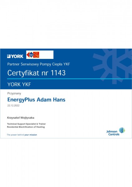 Akredytacja YORK - Pompy Ciepła